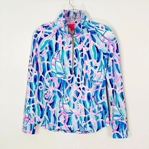 Lilly Pulitzer Skipper Popover Blue Reel Nauti Size RARE